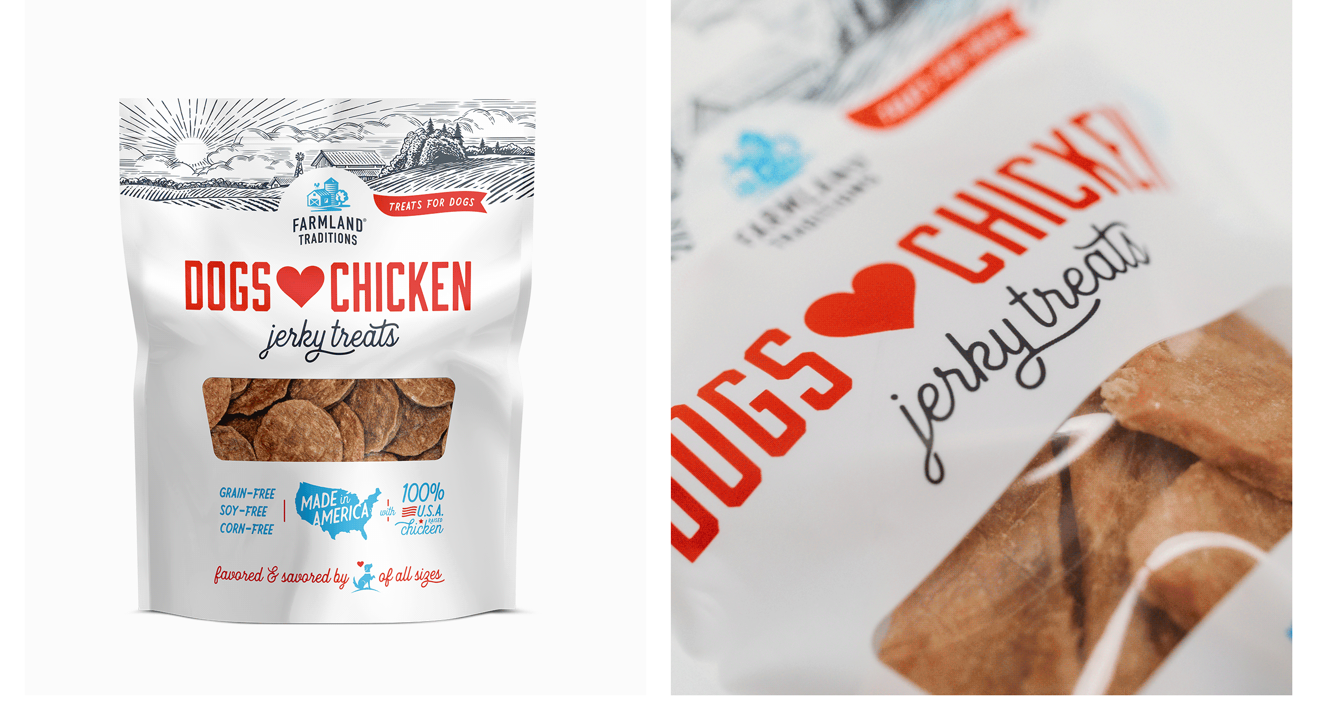 Dogs Heart Chicken jerky treats packaging images