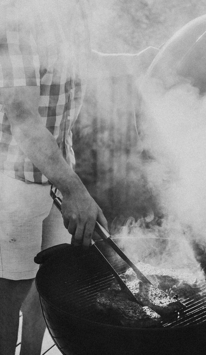 photo of matt grilling during photoshoot