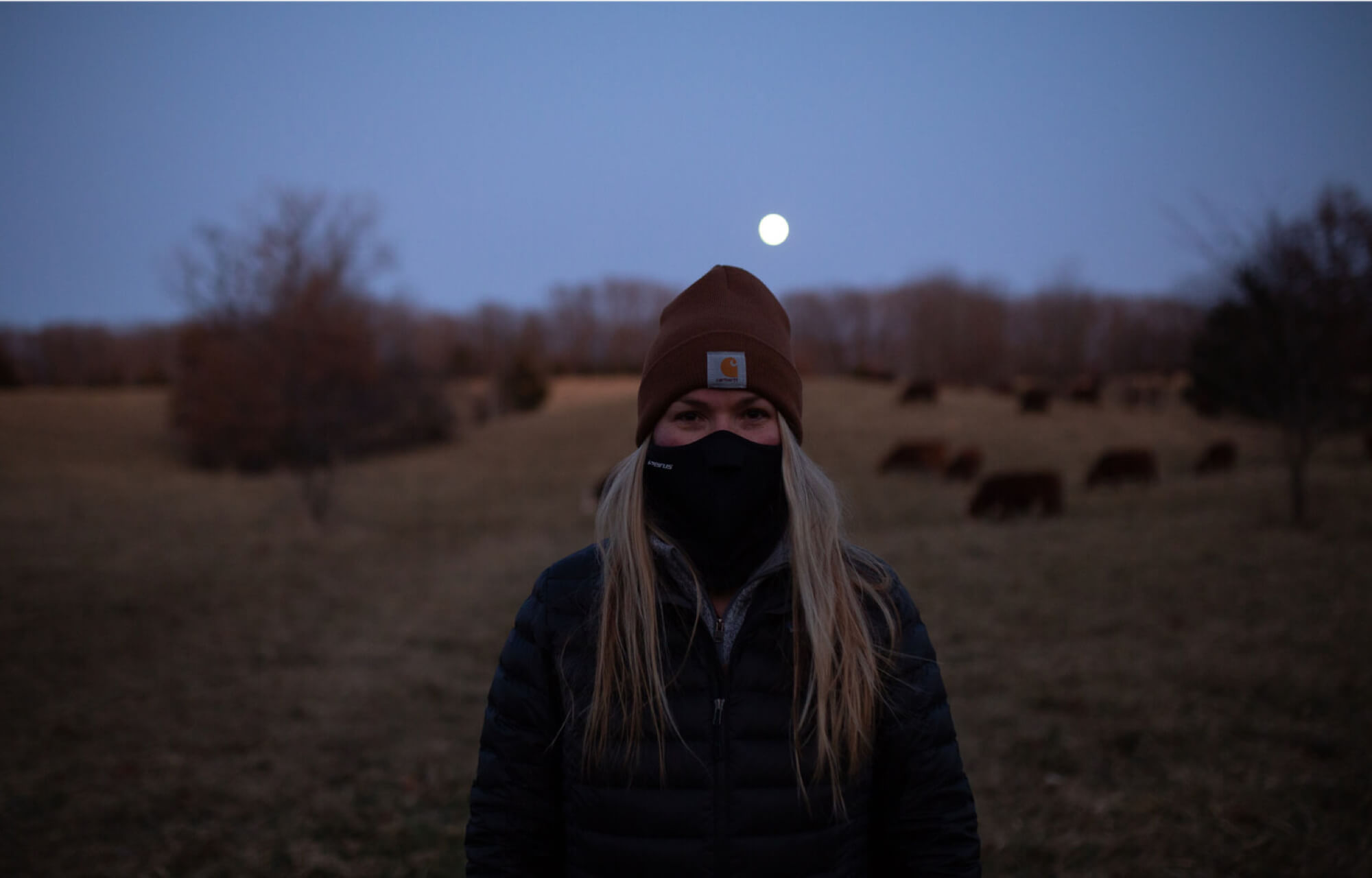crystal buckey posing with the moon on the ranch