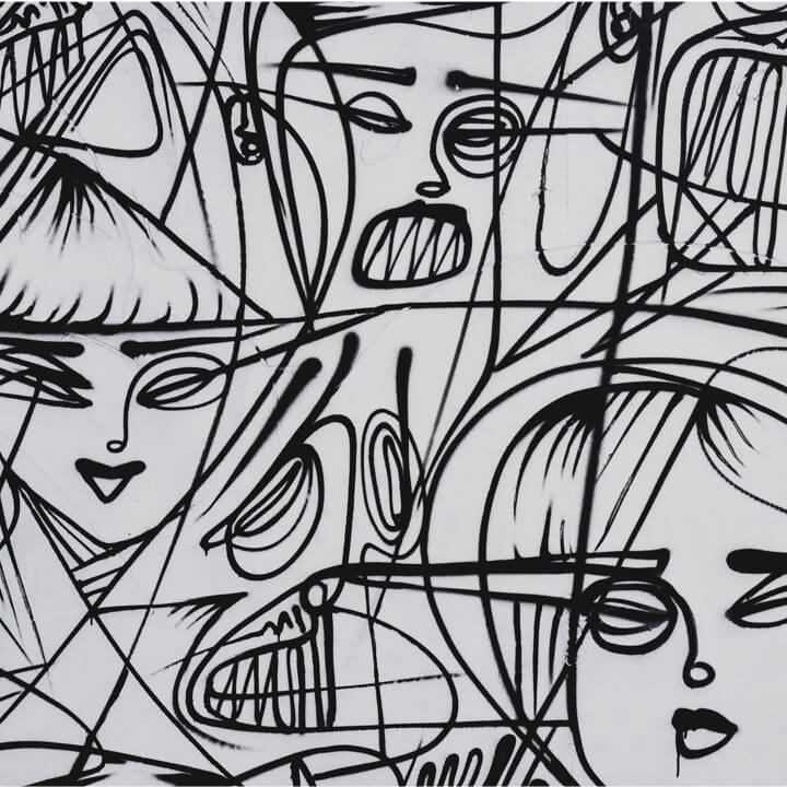 line drawing of faces