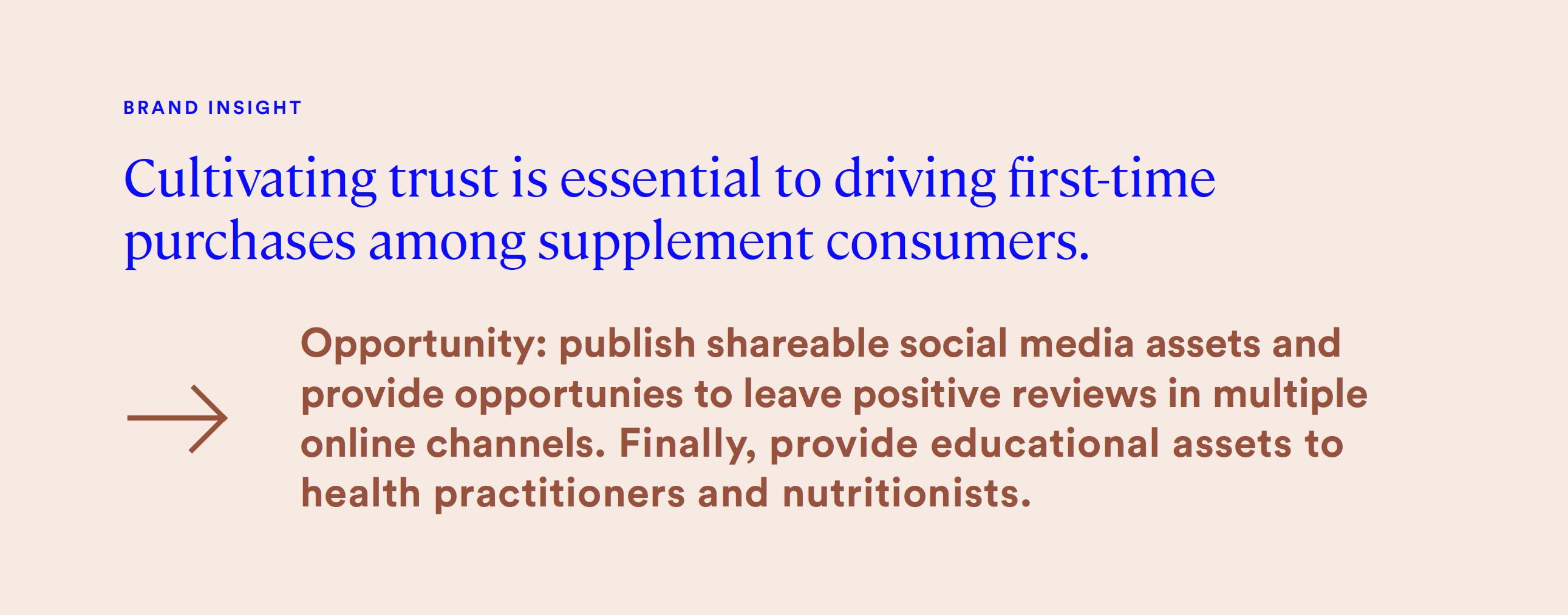 cultivating trust is essential to driving first-time purchases among supplement consumers.